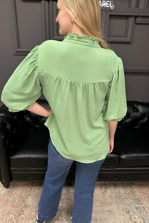 balloon sleeve blouse, 3/4 sleeve blouse, women’s woven top, workwear blouse, boutique tops, everyday blouse, Gypsy River Apparel