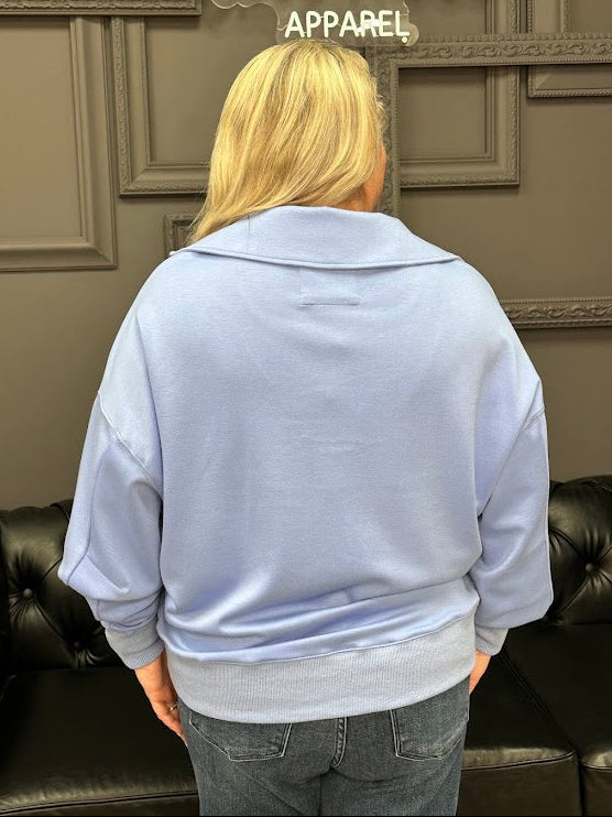 luxeknit sweatshirt, v neck pullover, women’s sweatshirt, boutique sweatshirt, soft lounge top, polo style sweatshirt