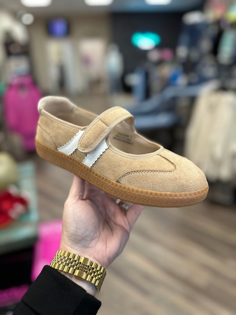 Mary Jane sneaker, Corkys shoes, casual sneakers for women, suede Mary Jane, red sneakers, taupe sneakers, everyday comfort shoes, boutique sneakers