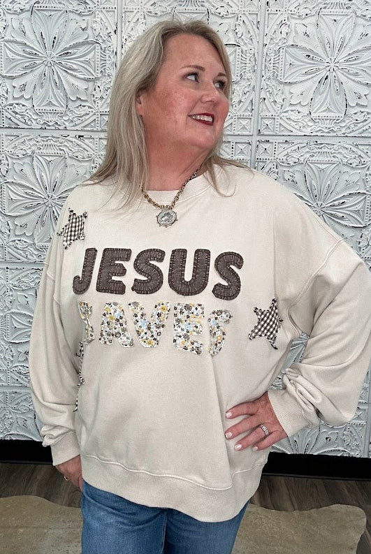 Jesus Saves Patch Sweatshirt