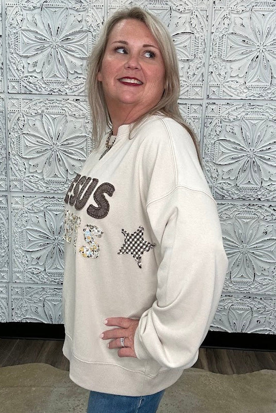 Jesus Saves Patch Sweatshirt