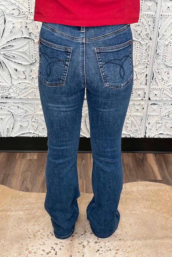 Judy Blue High Rise Tummy Control Embroidered Pocket Bootcut Jeans