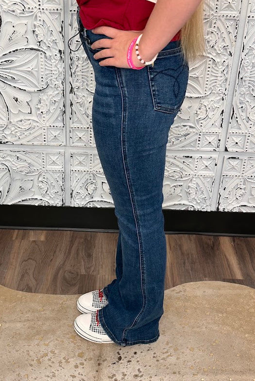 Judy Blue High Rise Tummy Control Embroidered Pocket Bootcut Jeans