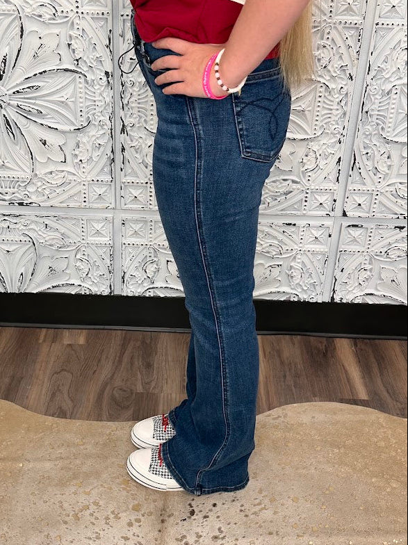 Judy Blue High Rise Tummy Control Embroidered Pocket Bootcut Jeans