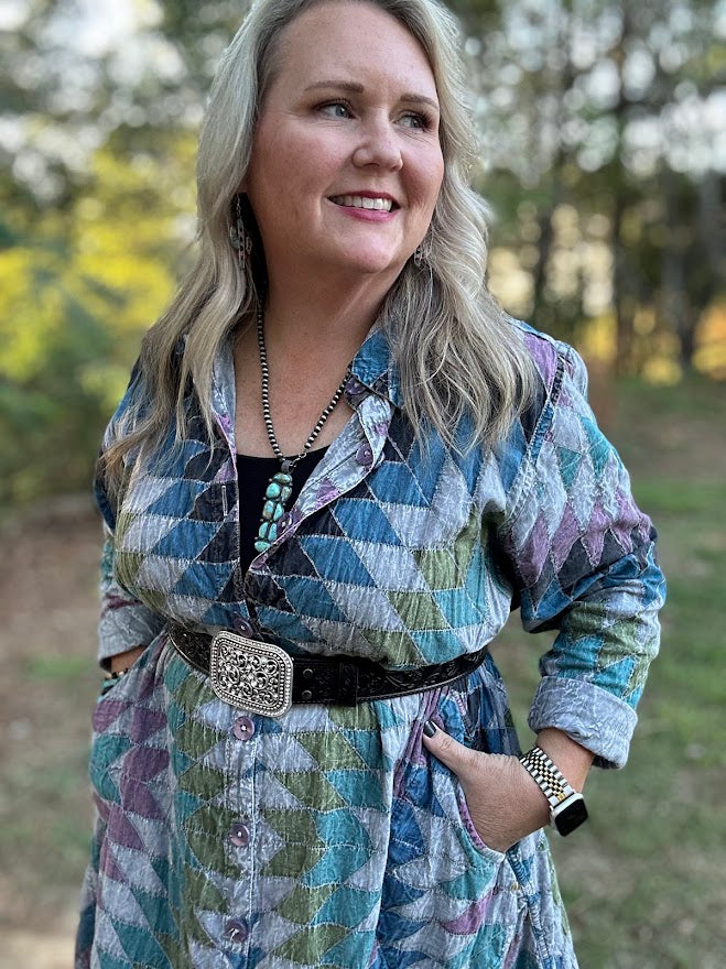 Kaleidoscope Reversible Printed Trench Dress