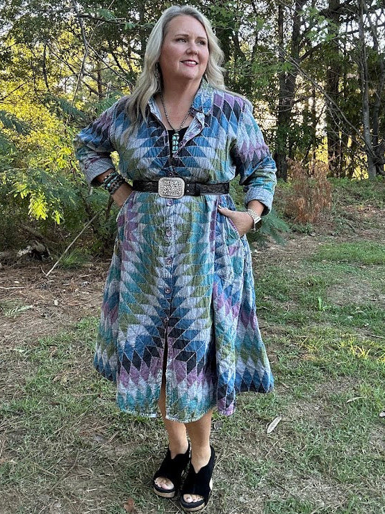 Kaleidoscope Reversible Printed Trench Dress