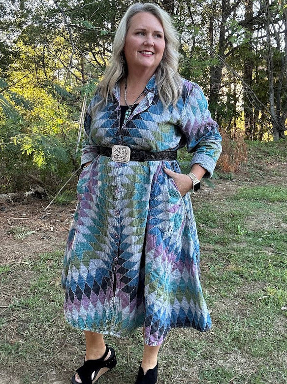 Kaleidoscope Reversible Printed Trench Dress