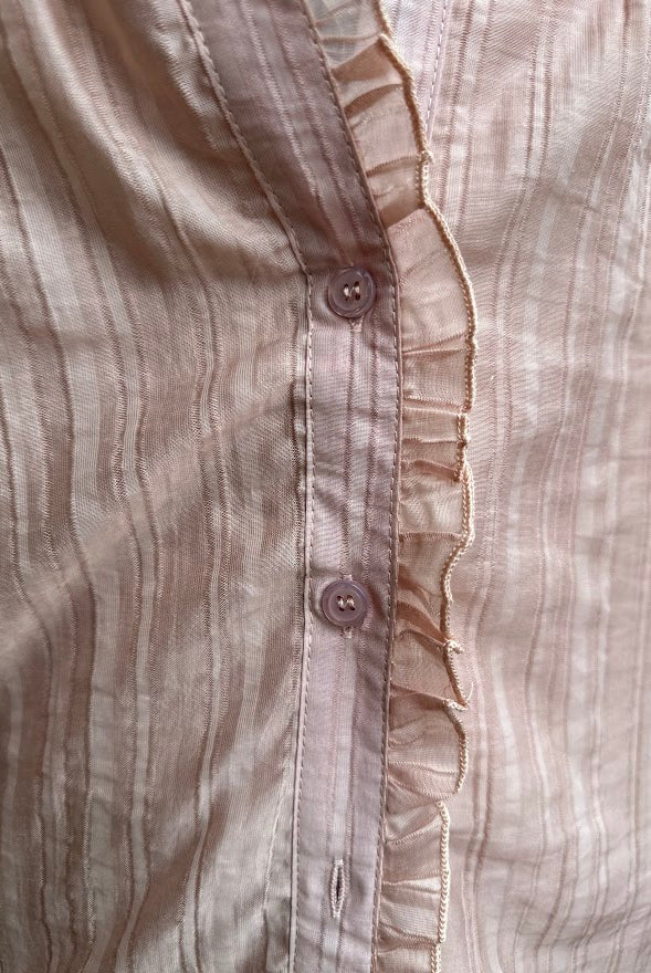 Lace Ruffle Sleeve Pintuck Blouse