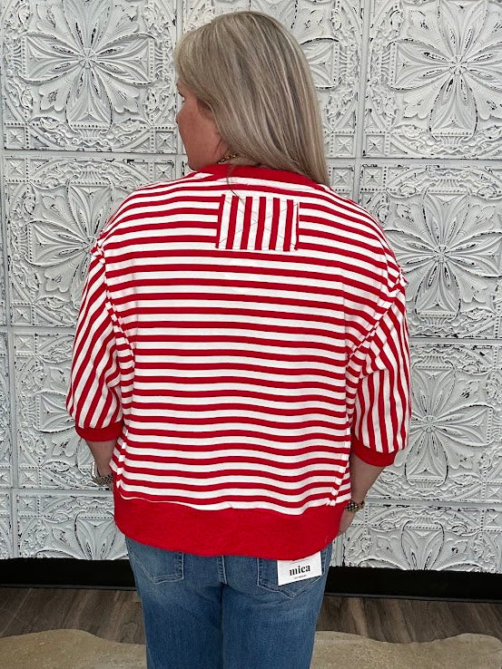 Leopard Football Striped Knit Top