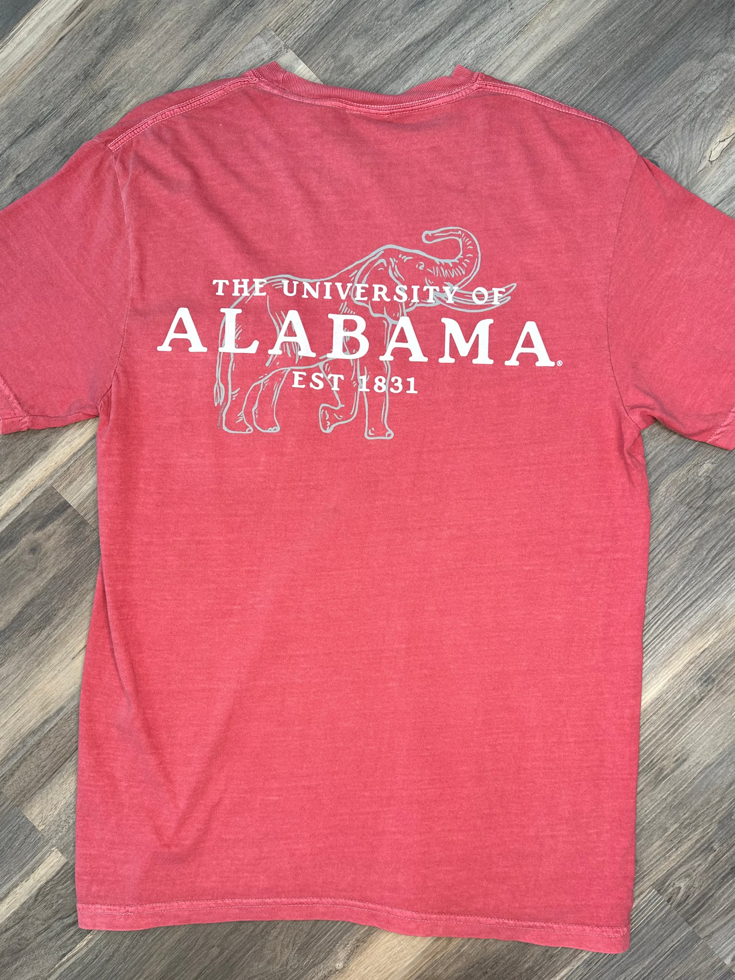 Alabama Comfort Colors tee, crimson pocket tee, University of Alabama shirt, Bama elephant tee, licensed Crimson Tide apparel, game day shirt