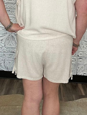 Linen Blend Cargo Pocket Shorts