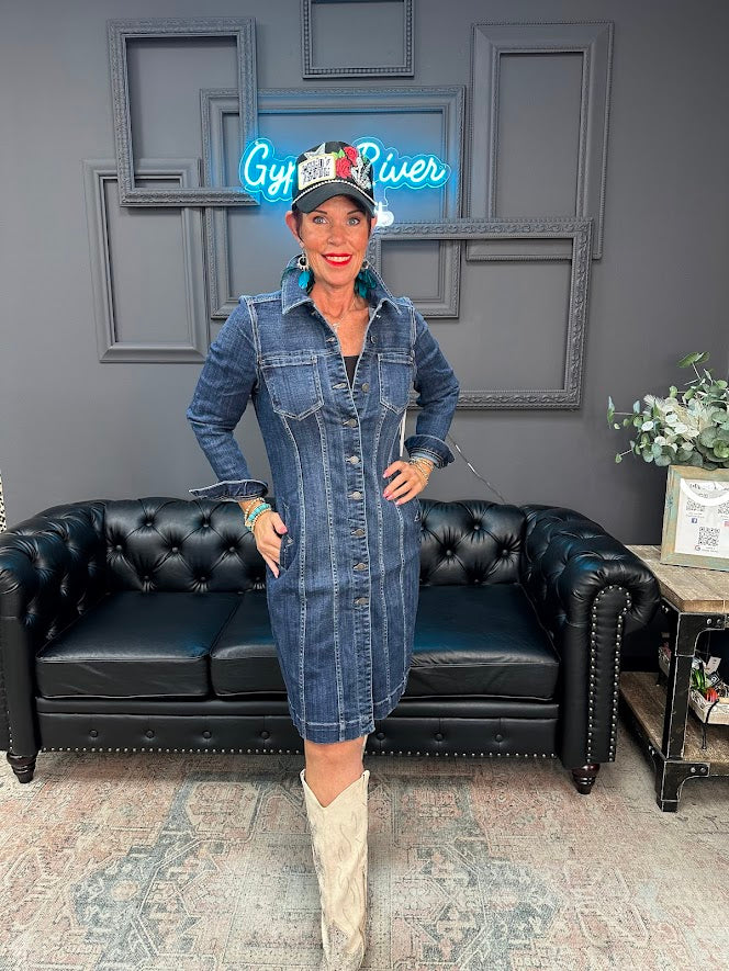 Liverpool Denim Button Down Dress Jacket