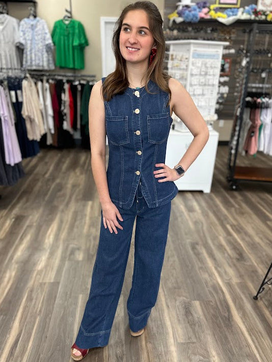 liverpool denim pants, wide leg denim pants women, tie waist denim pants, boutique matching set denim, flowy denim pants women, premium denim wide leg