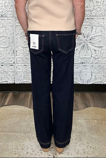 Low-Rise Dark Wash Straight Leg Jeans by MICA