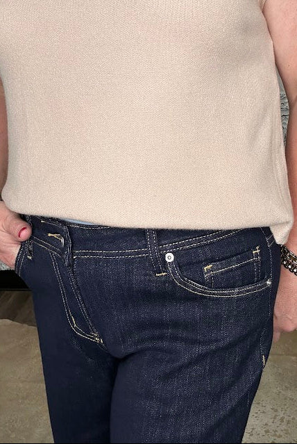Low-Rise Dark Wash Straight Leg Jeans by MICA