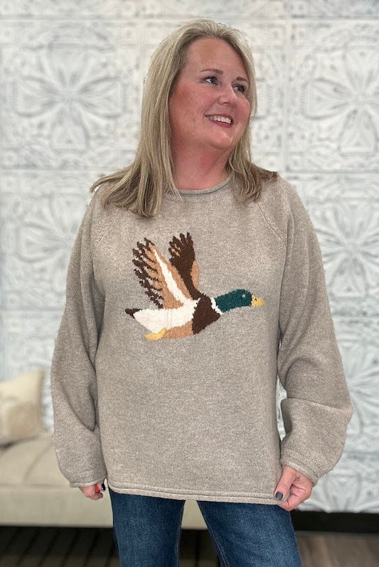 Mallard Duck Graphic Cozy Knit Sweater