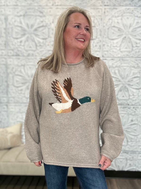 Mallard Duck Graphic Cozy Knit Sweater