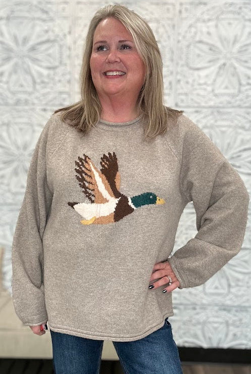 Mallard Duck Graphic Cozy Knit Sweater