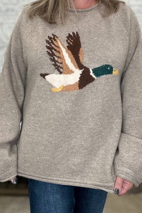 Mallard Duck Graphic Cozy Knit Sweater