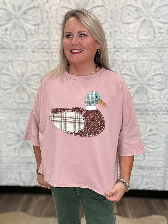 Mallard Duck Patchwork Dolman Sleeve Knit Top