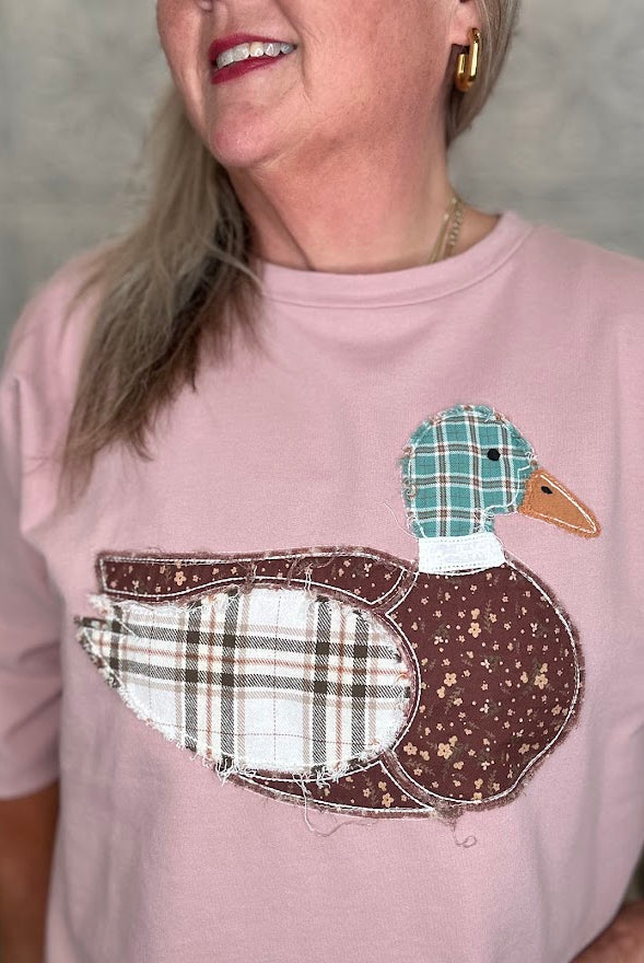 Mallard Duck Patchwork Dolman Sleeve Knit Top