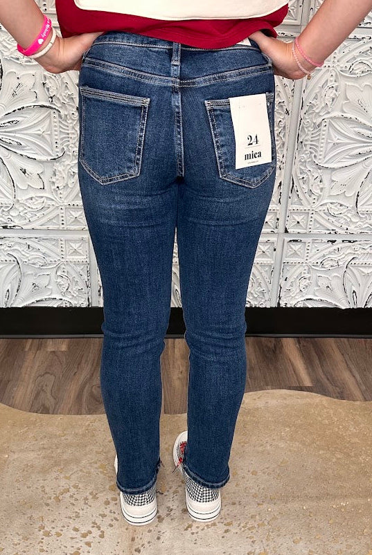 Mid-Rise Straight Crop Cuffed Jeans