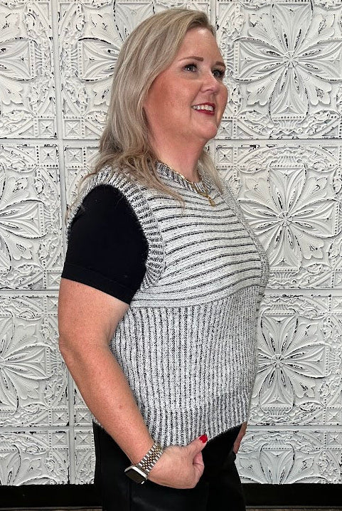 Mixed Stripe Patchwork Sleeveless Knit Top
