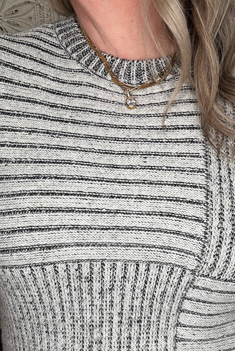 Mixed Stripe Patchwork Sleeveless Knit Top