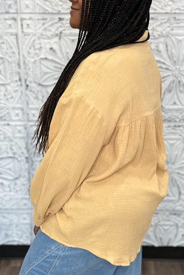 Mustard Cotton Button Front Shirt