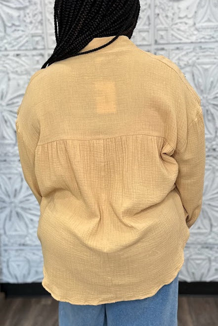 Mustard Cotton Button Front Shirt