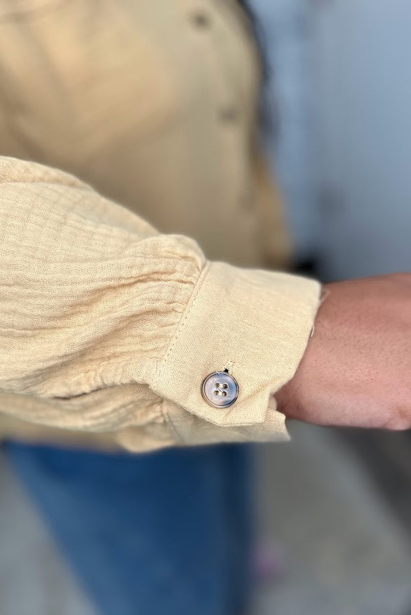 Mustard Cotton Button Front Shirt