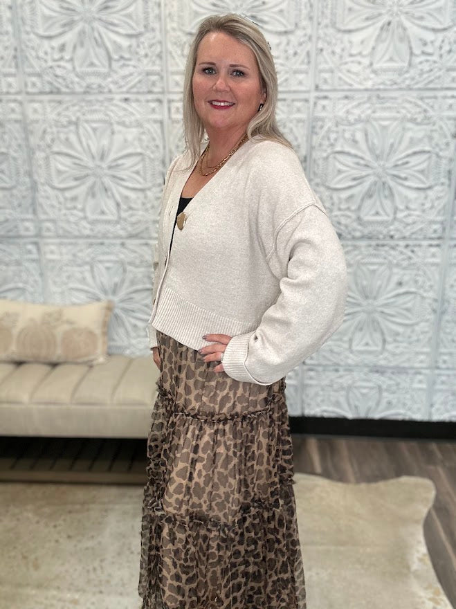 Oatmeal Gold Button Cardigan
