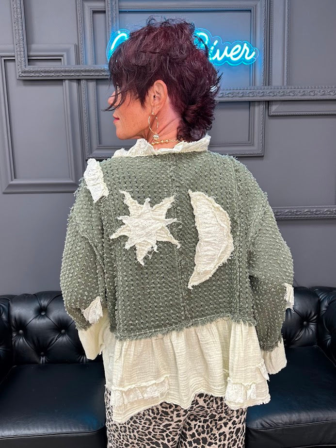 Olive Celestial Patchwork Jacket