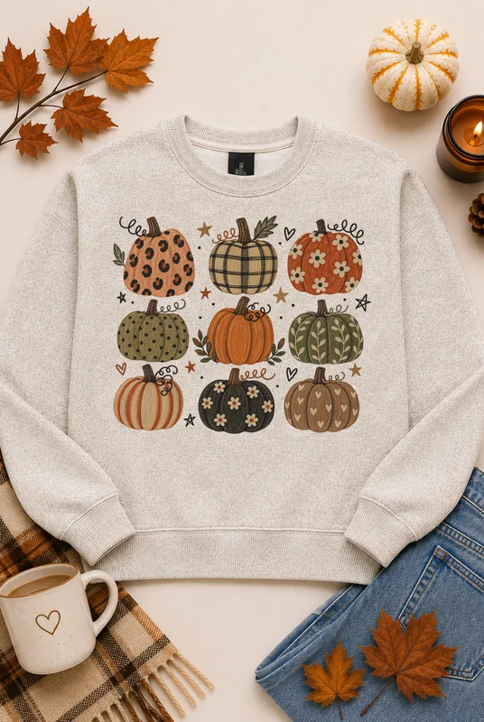 Painted Pumpkin Graphic Sweatshirt