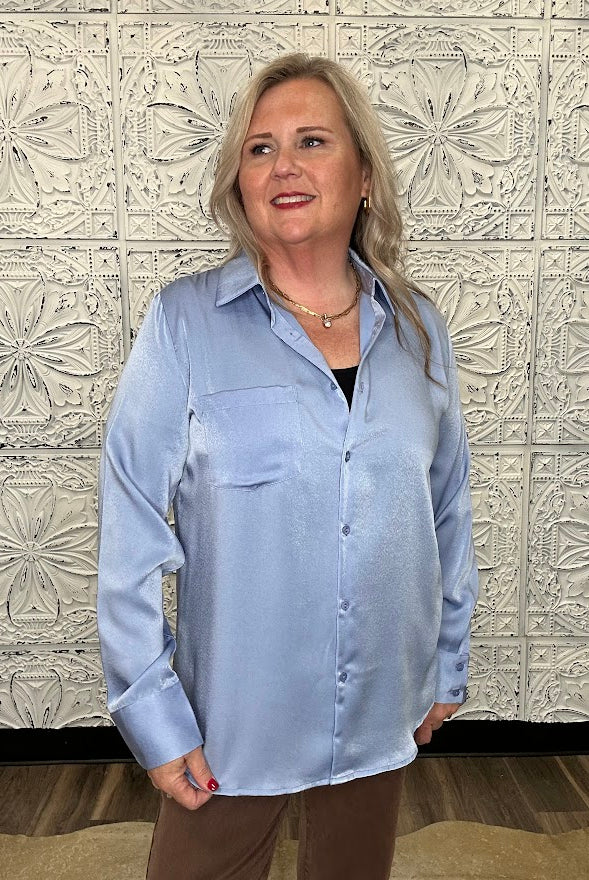 Periwinkle Button Down Blouse