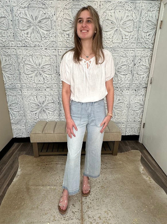 Pinstripe Wide Crop Jeans MICA