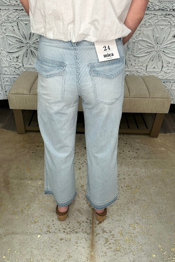 Pinstripe Wide Crop Jeans MICA