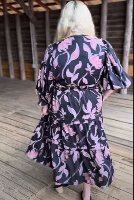 Plus Size Floral Tiered Midi Dress with Smocked Waist