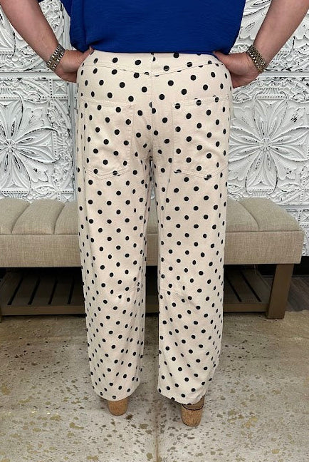 Polka Dot Drawstring Barrel Pants