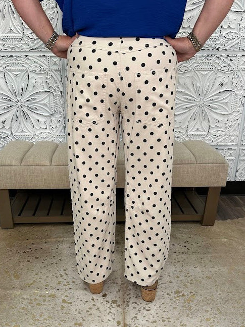Polka Dot Drawstring Barrel Pants