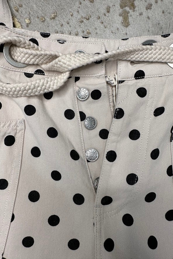 Polka Dot Drawstring Barrel Pants