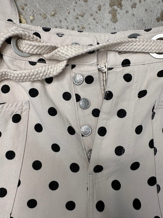Polka Dot Drawstring Barrel Pants
