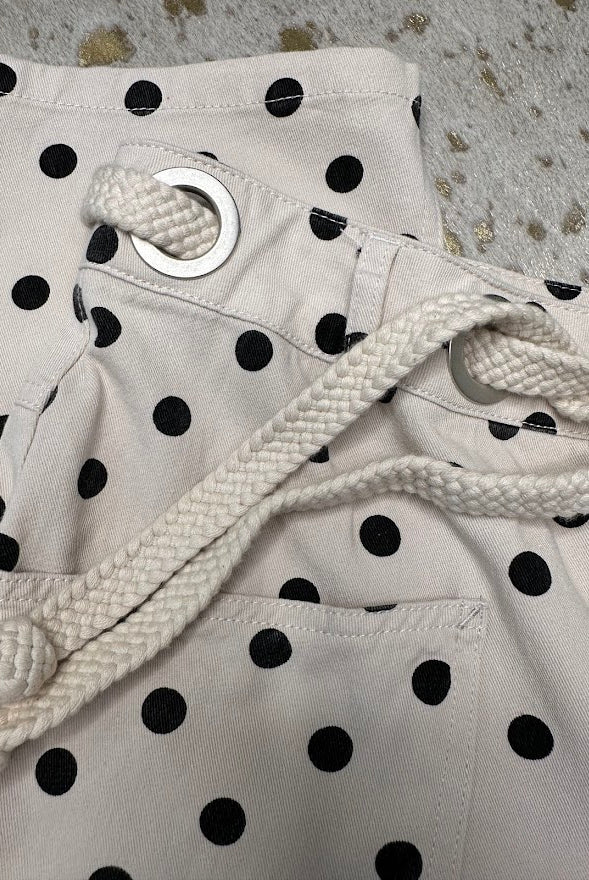 Polka Dot Drawstring Barrel Pants
