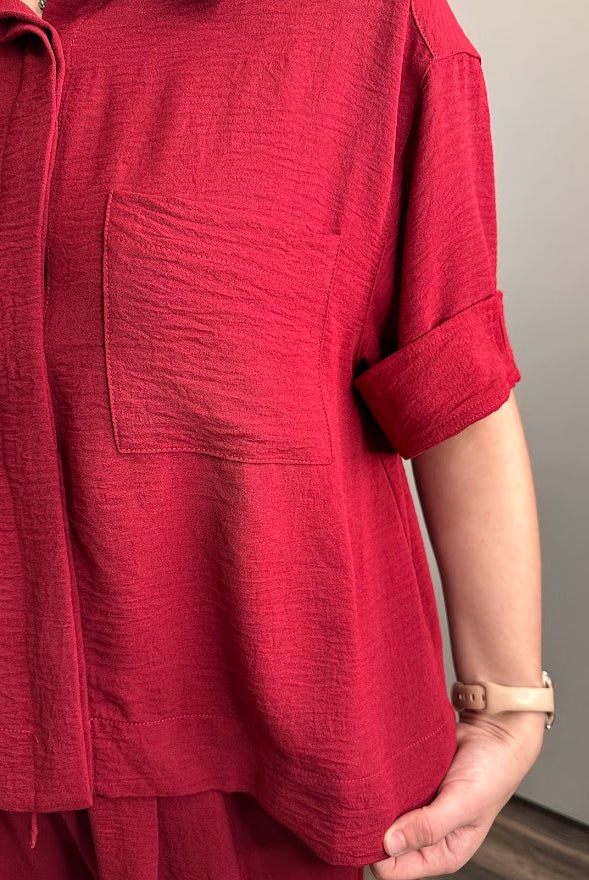 Relaxed Collared Short Sleeve Top
