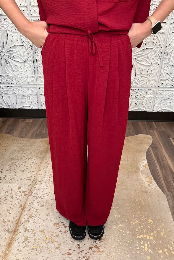 Relaxed Wide Leg Drawstring Pants