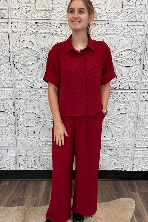 Relaxed Wide Leg Drawstring Pants