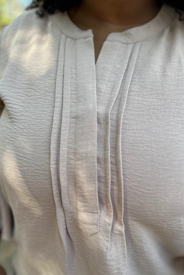 Ruffle Bell Sleeve Pleated Blouse