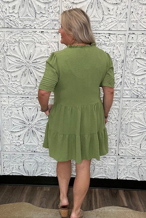 Ruffle Trim Tiered Dress