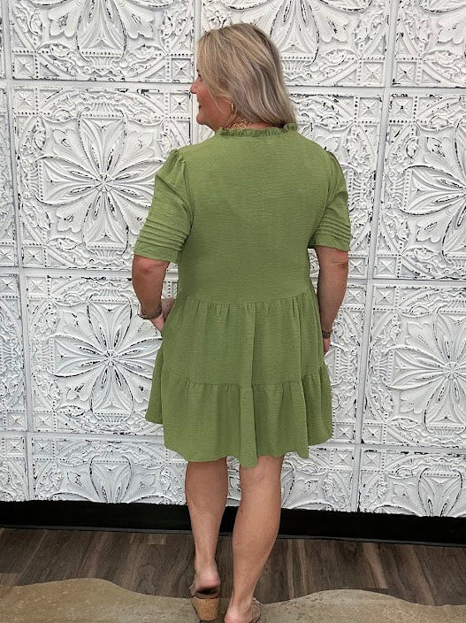 Ruffle Trim Tiered Dress