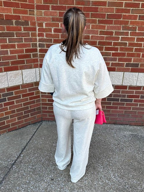 Scuba Knit 3/4 Sleeve Pullover & Wide Leg Pants Set